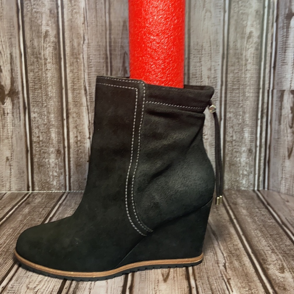 Black Suede Wedge Ankle Boots - Picture 12 of 12